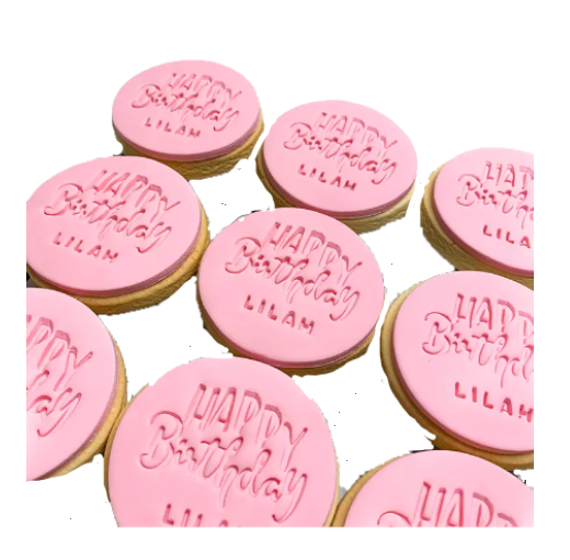10 Customised/Personalised Name/Texts/Colour SS Luxury Happy Birthday Cookies/Biscuits Branded Party favours/Gifts (6.5cm each) -Free & Fast Shipping-
