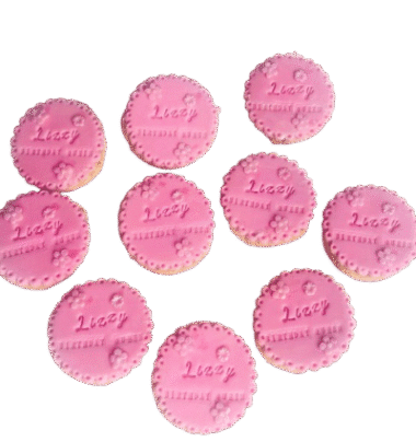 10 Customised/Personalised Colour/Texts/Name/Number SS Luxury Cookies/Biscuits Branded Party favours/Gifts (6.5cm each) -Free & Fast Shipping- - Image 5