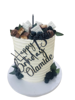 Personalised Delicious Handmade Tall Cake Decorated with Fruits & Chocolate- Customise Colour- Available for Delivery or Collection