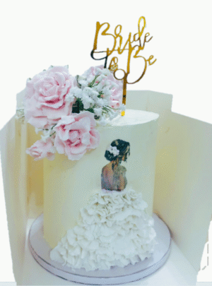 Beautiful Handmade Ladies Bridal Shower; Ruffle Dress Bride to Be Photo Tall Cake - Customise Colour-Available for Delivery or Collection