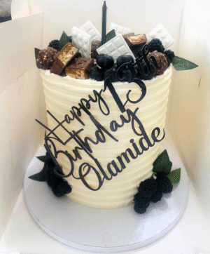 Personalised Delicious Handmade Tall Cake Decorated with Fruits & Chocolate- Customise Colour- Available for Delivery or Collection - Image 2