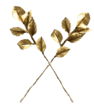A Pair of Edible Sugar Trail Spray of Gold Leaves; Veined and Wired; Wedding/Anniversary, Christmas, Birthday Etc. Handmade Cake Toppers/Decorations -Free & Fast Shipping-