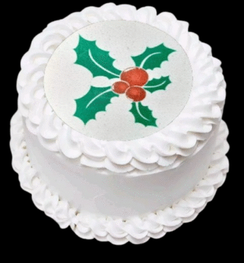 Large Pre-cut Round 6" Edible Holly Leaves and Berries Wafer/Icing Paper Photo Christmas Cake Topper Decoration -Free & Fast Shipping