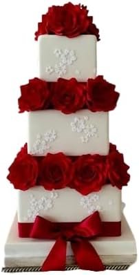 Customise Colour; 3 Beautiful Large Edible Sugar Rose Flowers, (not wired); 8cm; each 3D Handmade; Wedding/Anniversary, Birthday, Mother's Day, Etc Cake Toppers/Decorations -Free& Fast Shipping - Image 2