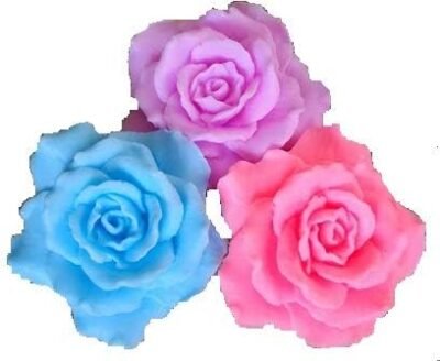 Customise Colour; 3 Beautiful Large Edible Sugar Rose Flowers, (not wired); 8cm; each 3D Handmade; Wedding/Anniversary, Birthday, Mother's Day, Etc Cake Toppers/Decorations -Free& Fast Shipping - Image 3