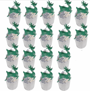 18 Pre-cut Gorgeous Large Edible Reindeers; Red Nose 5.5cm; 3D Wafer Paper Christmas Cake/Cupcake Topper/Dessert Decoration-Green -Free & Fast Shipping - Image 3