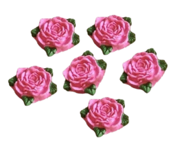 Select Colour; 6 Edible Sugar Fondant Romantic Rose Flowers with leaves; 4.5cm Valentine, Mothers day, Wedding, Christmas Handmade Cake/Cupcake Toppers/Decorations -Free & Fast Shipping - Image 4