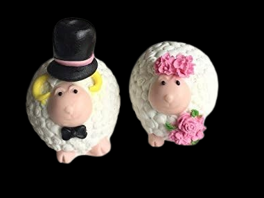 Cute Edible Sugar Bride & Groom Sheep; Couple; 7.5cmx7cm Each Handmade 3D Wedding/Anniversary Cake Topper/decoration set- Free & Fast Shipping