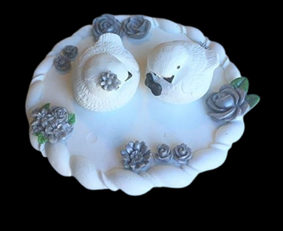 Cute Edible Sugar Love Birds, Bride & Groom; 3D Vintage Couple Handmade Wedding/Anniversary Cake Topper/Decoration Set- Free & Fast Shipping