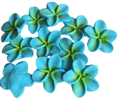 6 Large White Beautiful Edible Sugar Fondant Plumeria Flowers (frangpini); Yellow Highlighted Center ; 4.6cm; Handmade Cake/Cupcake Toppers/Decorations -Free & Fast Shipping - Image 6