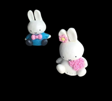 Cute Edible Sugar Love Bunnies Bride & Groom Couple with personalized Sweetheart; Handmade 3D Figure Wedding/Anniversary Cake Topper/ Decoration Set- Free & Fast Shipping - Image 3