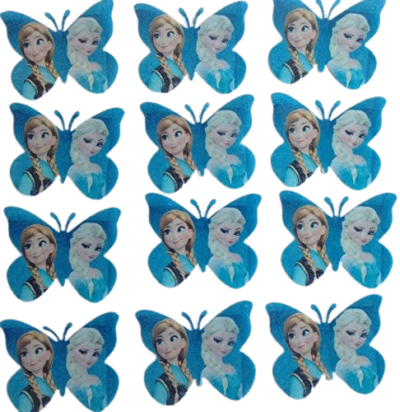 15 Large Pre-cut 3D Frozen Princess Elsa and Anna Edible Butterflies 2″ or 5.2cm each Wafer Paper Cake/Cupcake Topper/Decoration-Free & Fast Shipping