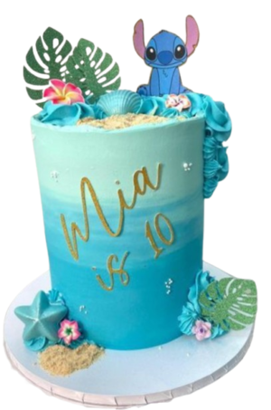 Beautiful Kids Character Stitch; Personalised Tall Girl's Birthday Cake with -Available for Delivery or Collection - Image 2