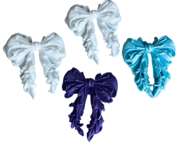 Customise Colour- 4 Large Beautiful Edible Sugar Fondant Vintage Bows. 8cm; Birthday, Wedding, Anniversary, Bridal, Baby Shower, Mother’s Day, Valentine, Christmas Cake Toppers/Decorations -Free & Fast Shipping
