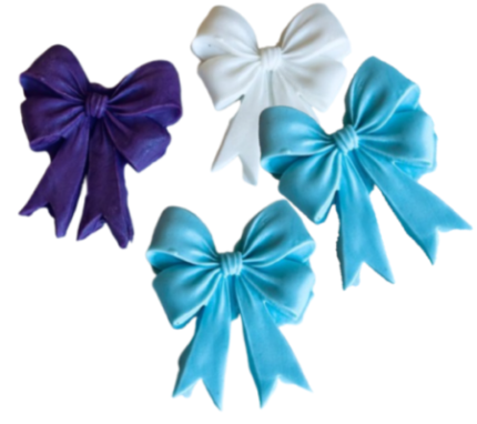 Customise Colour- 4 Large Beautiful Edible Sugar Fondant Vintage Bows. 8cm; Birthday, Wedding, Anniversary, Bridal, Baby Shower, Mother’s Day, Valentine, Christmas Cake Toppers/Decorations -Free & Fast Shipping