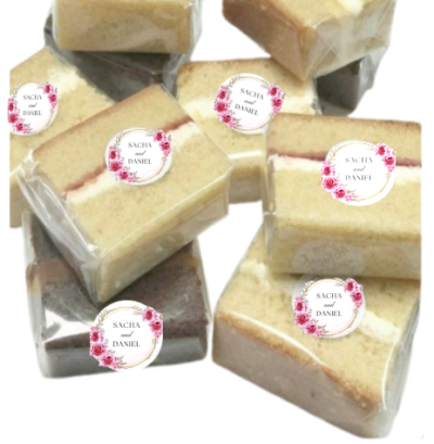 Personalised 12 Sumptuous Handmade Cake Slices For Your Guests; Vanilla, Chocolate, Red-velvet; Wedding, Birthday, Baby Shower, Christmas Party Share/Favours (6cm x 5cm each)-Free & Fast Shipping