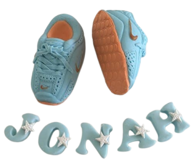 Customise/Personalise -Large Edible Sugar Fondant Running Shoes/Football Booties With Name & Age Number, Handmade Boys/Girls, Men/Ladies Birthday, Baby Shower, Christening, Graduation; 3D Figure Cake Topper/Decoration -Free & Fast Next Day Shipping