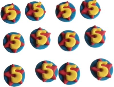 12 Edible Sugar Fondant Superhero Age Number Disk; Boys’ Handmade Super Hero Birthday Cupcake Topper/Decoration- Free & Fast Shipping