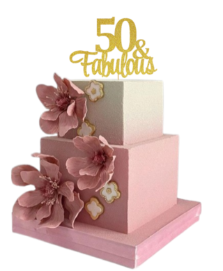 Customise Colour- 2 Tier Square With Edible Sugar Wild Flowers Delicious Handmade Birthday or Wedding/Anniversary, Unisex Cake -Available for Delivery or Collection