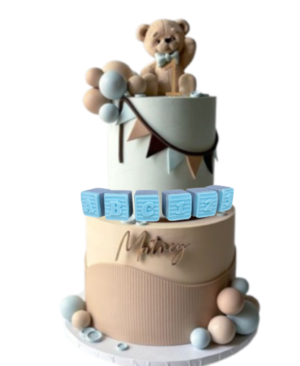 Personalised Large Edible Sugar Fondant Patched Teddy Bear (8cm) and Letter/Number Bricks 2cm Each, Handmade Boys/Girls Birthday, Baby Shower, Christening 3D Figure Cake Topper/Decoration -Free & Fast Next Day Shipping - Image 8