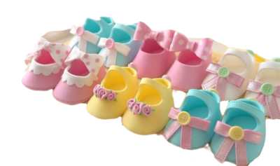 Customise Colours- A Pair Of Large Edible Sugar Fondant Baby Shoes (10cm), Handmade Boys/Girls, Baby Shower, Christening,1st Birthdays; 3D Figure Cake Topper/Decoration -Free & Fast Next Day Shipping - Image 3