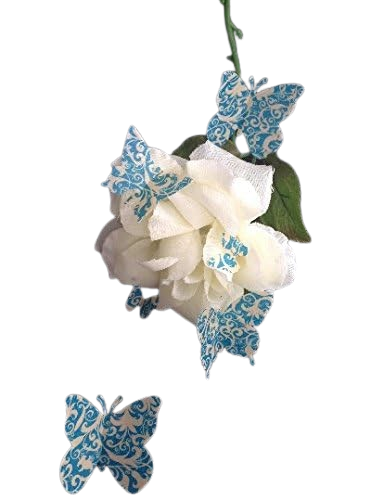 56 Beautiful Pre-cut Edible Vintage Pattern Butterflies; Blue; 3D Mixed Sizes Wafer Paper Wedding, Birthday, Etc Cake/Cupcake Topper/Decoration