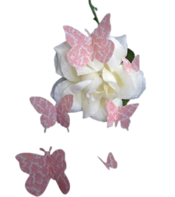 56 Beautiful Pre-cut Edible Vintage Pattern Butterflies; Pink; 3D Mixed Sizes Wafer Paper Wedding, Birthday, Etc Cake/Cupcake Topper/Decoration