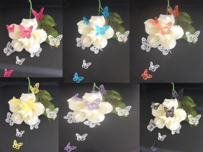 42 Pre-cut Beautiful Edible Lace Butterflies; 2 Mixed colours; Choose Your Colour; 2 Sizes; 3D Wafer Paper Birthday Wedding Etc Cake/Cupcake Topper/Decoration