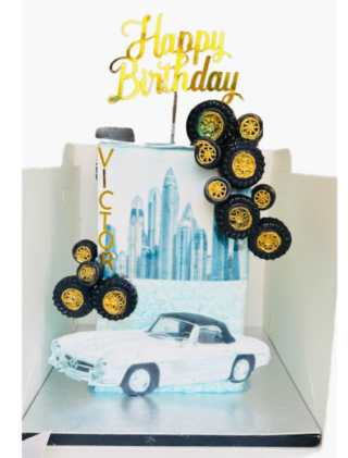 Personalised Delicious Handmade Men’s Birthday, Bachelorette, Classic Car Tall Cake – Customise Colour-Available for Delivery or Collection