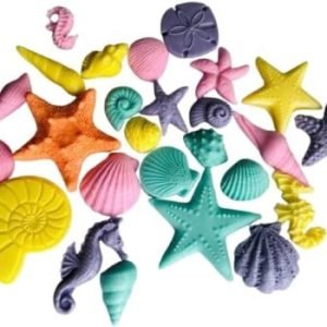 26 Beautiful Edible Sugar Fondant Assorted Sea Shells, Star Fishes & Horse 5.5cm to 2cm; Pastel Colour Mix; Mermaid, Beach Theme Wedding, Birthday, Christmas etc Cake/Cupcake Toppers / Decoration- Free & Fast Shipping