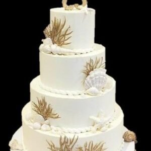 Edible Sugar Fondant Stunning Couple Sea horses, Sea Weeds/Coral; Natural/Gold/Pearl White Lustre & Sparkle Finish; 6cm -7cm. Wedding/Anniversary, Bridal Beach Theme/Summer Cake Toppers/Decoration – Free & Fast Shipping
