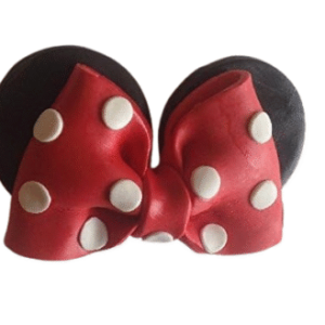 Large Edible Sugar Fondant Minnie Mouse Bow & Ears, Red & White polka dots; 5.5″ 3D Figure; Girls Birthday, Baby Shower Cake Topper /Decoration- Free & Fast Shipping