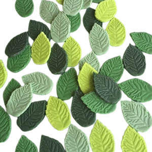24 Edible Sugar Fondant Rose Leaves; (Veined) Autumn Mixed Greens; 3cm; Wedding/Anniversary, Christmas, Birthday Etc Handmade Cake/Cupcake Toppers/Decorations/Sprinkles -Free & Fast Shipping-