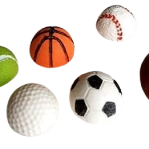 Choose Balls- 6 Edible Sugar Fondant Sports Balls; Rugby, Soccer Footballs, Basketballs, Tennis, golf, Baseballs; 2.8cm Each. Handmade Birthday, Football Club, etc,  Cake/Cupcake Toppers/Decoration -Free & Fast Shipping