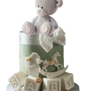 Large Edible Sugar Fondant Patched 3D Teddy Bear (8cm), Handmade Boys/Girls Birthday, Baby Shower, Christening; 3D Figure Cake Topper/Decoration -Free & Fast Next Day Shipping
