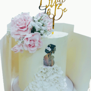 Beautiful Handmade Ladies Bridal Shower; Ruffle Dress Bride to Be Photo Tall Cake  – Customise Colour-Available for Delivery or Collection