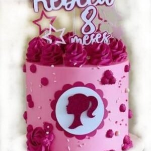 Personalise Barbie Doll Princess Set, Double Layer Plaque/Name/Numbers/Age. Hot Pink/Dark Pink/White; Mirror Card; Girls Birthday, Bridal, Cake Topper Decoration; 5cm-Free & Fast Shipping