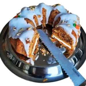 Large Handmade Delicious, Rich & Moist Carrot Cake; with Carrots, Walnuts, Pineapple; Hollow Centre; 8″W x 3″H -Free & Fast Shipping