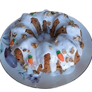Delicious Rich & Moist Handmade Carrot Cake; with Butter Cream filling, Walnuts and Pineapple; Hollow Centre, 8″ wide x 3″ Height -Free & Fast Shipping