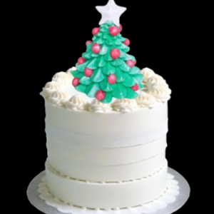 Large Beautiful Edible Sugar Figure Christmas Tree with Red Berries; Green & Silver Star; 3D Stand-up Handmade Christmas Cake Topper/Decoration -Free & Fast Shipping  