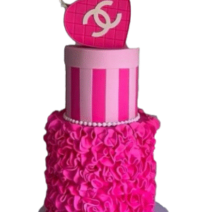 Ladies/Girls Designer 3 Tier Novelty Heart Bag & Ruffle; Delicious Handmade Cake- Pink or Customise Colour-Available for Delivery or Collection