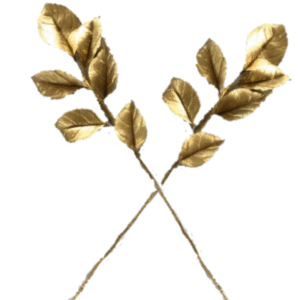 A Pair of Edible Sugar Trail Spray of Gold Leaves; Veined and Wired; Wedding/Anniversary, Christmas, Birthday Etc. Handmade Cake Toppers/Decorations -Free & Fast Shipping-