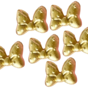 6 Beautiful Edible Sugar Minnie Mouse Bows/Poker Dots; Gold or Choose Colour; 3.2cm Each; Girls’ Handmade Birthday Cake/Cupcake Topper/Decoration- Free & Fast Shipping
