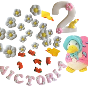 Personalised Set of Edible Sugar Jemima Puddle Duck; 8cm; 3D Peter Rabbit Birthday, Baby Shower, Easter; Mothers’ Day Handmade Cake Topper/Decoration -Free & Fast Next Day Shipping