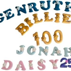 Customise Colour & Personalise 9 Edible Sugar Fondant Name/Letters/Numbers; Flower or Star Designs;. Anniversaries; Birthdays, Baby Showers, Etc; 2.5cm Each; Cake/Cupcake Topper/Decoration -Free & Fast Shipping