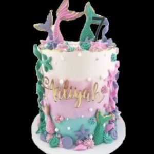 32 Gorgeous Edible Sugar Fondant Assorted Mermaid Fish Tail, Sea Shells, Star Fishes & Horse 10cm” to 2cm”; Beach Theme, Wedding, Birthday, etc Cake/Cupcake Toppers/Decoration- Free & Fast Shipping