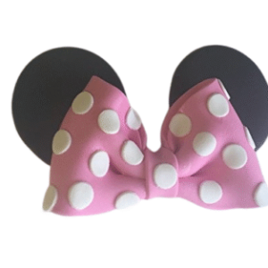 Large Edible Sugar Fondant Minnie Mouse Bow & Ears, Pink & White polka dots; 5.5″ 3D Figure; Girls Birthday, Baby Shower Cake Topper /Decoration- Free & Fast Shipping