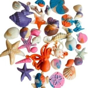 36 Exquisite Edible Sugar Fondant Assorted Sea Shells, Starfishes, Horses, Octopus; Colour Mix. Lustre Finish; Mermaid, Beach Theme Wedding, Birthday, Christmas etc Cake/Cupcake Toppers/Decoration- Free & Fast Shipping (Copy)