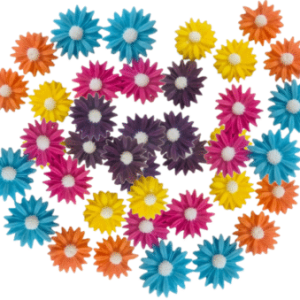 24 Beautiful Edible Sugar Daisy Flowers 2.5cm; Multicolour Colour, White Centre or Choose colour Handmade Wedding Birthday, Etc Cake/Cupcake Toppers/Decorations -Free & Fast Shipping-