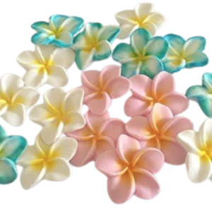 6 Large Beautiful Edible Sugar Fondant Plumeria Flowers (frangpini); Yellow Highlighted Center ; 4.6cm; Handmade Cake/Cupcake Toppers/Decorations -Free & Fast Shipping